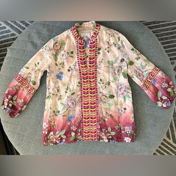 JOHNNY WAS XS Paris Embroidered Peasant Blouse